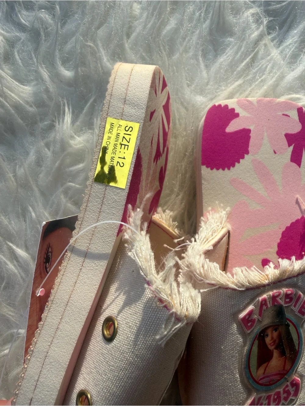 Barbie Pink Floral Slide Sandals Y2K